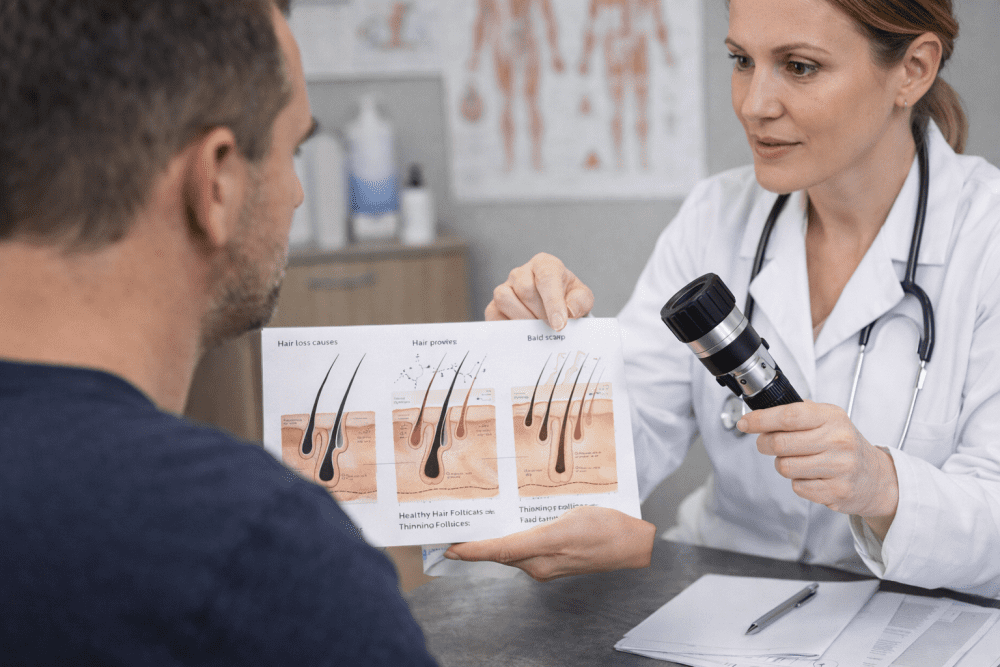 Teste da porosidade capilar: fio de cabelo dentro de um copo com água para identificar se afunda ou flutua
