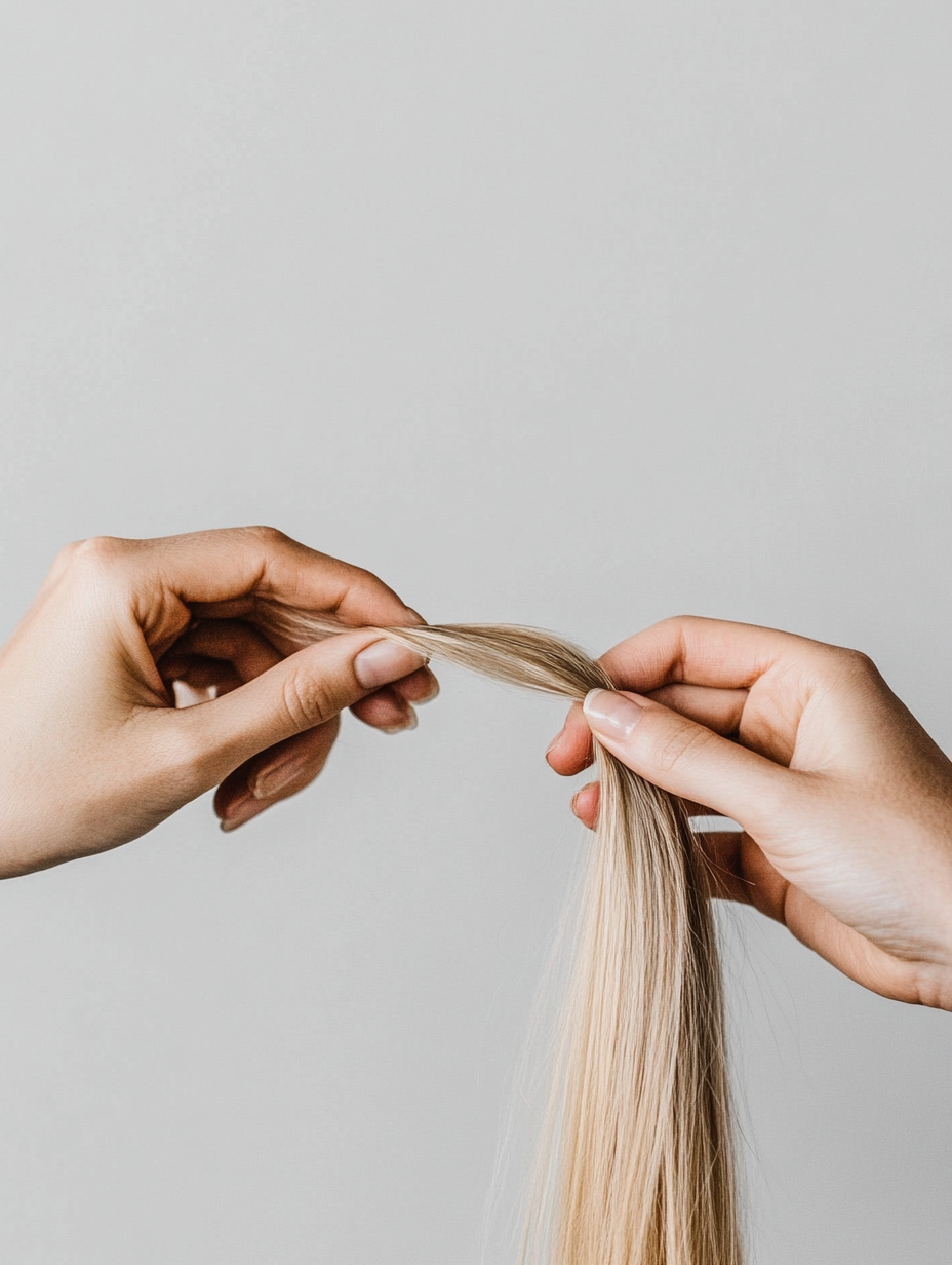 Teste do toque no cabelo molhado para avaliar elasticidade e queratina