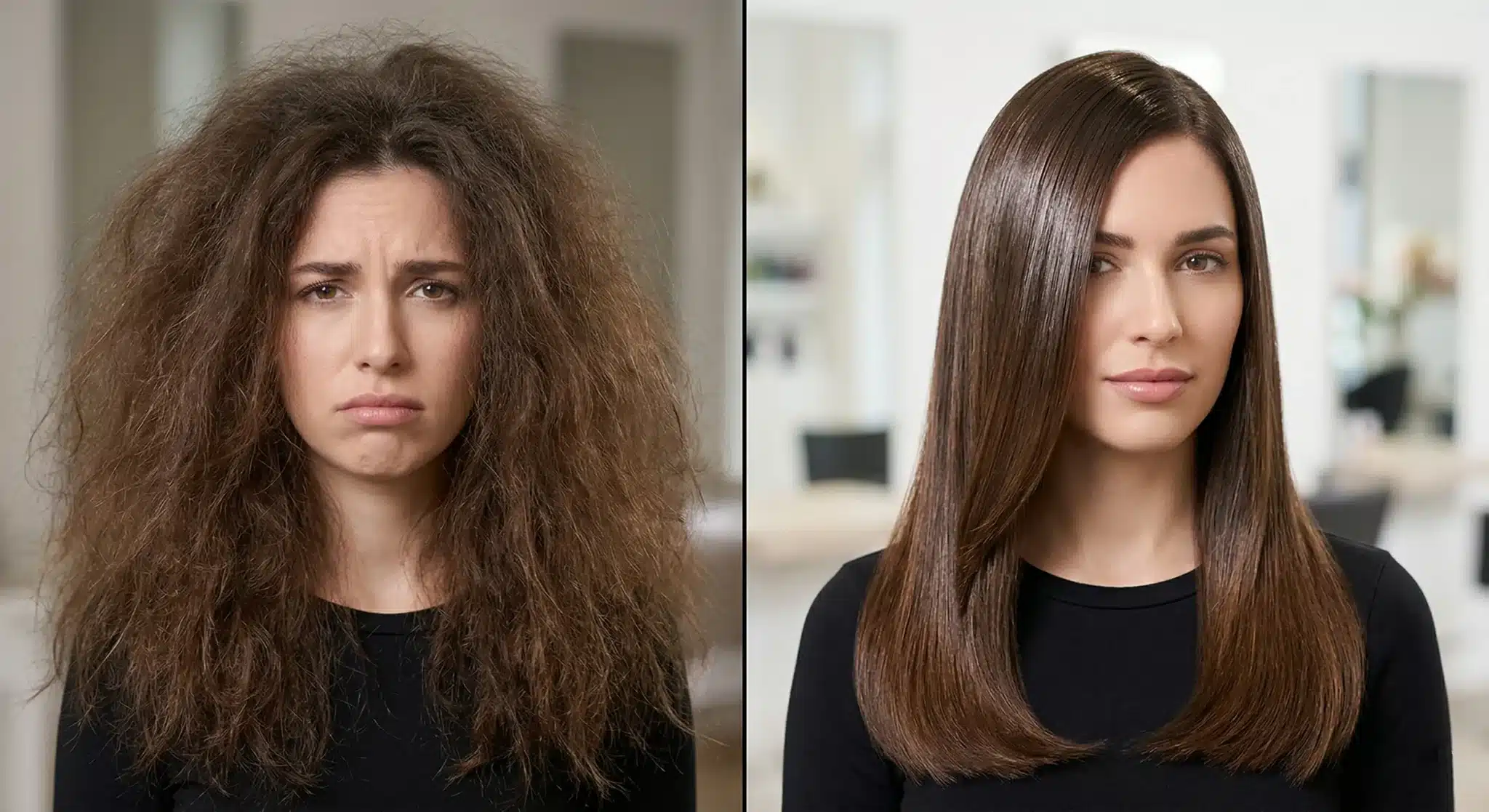 Três tipos de cabelo: liso, ondulado e crespo lado a lado