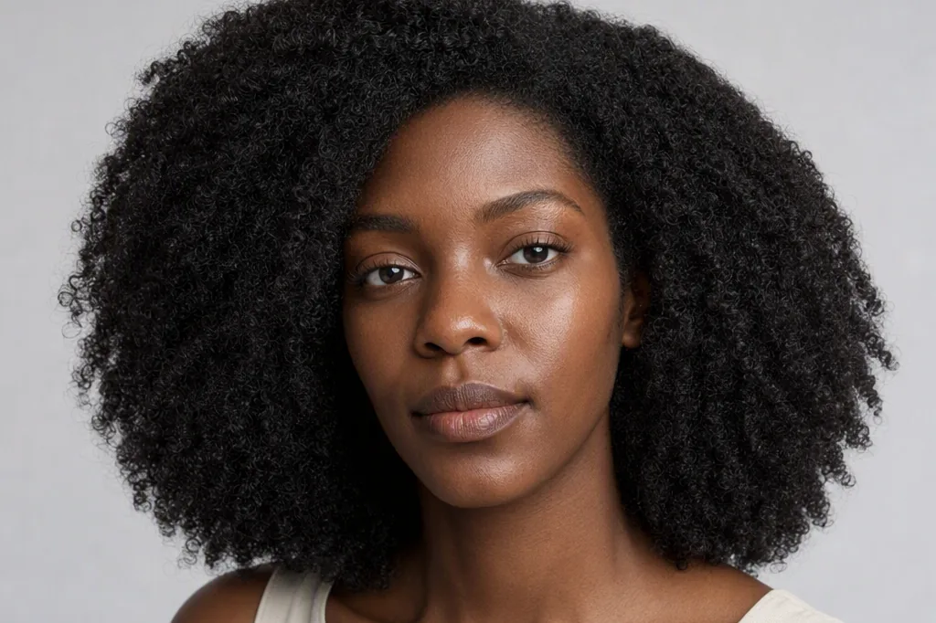 Mulheres com diferentes texturas de cabelo: liso, cacheado e crespo, lado a lado