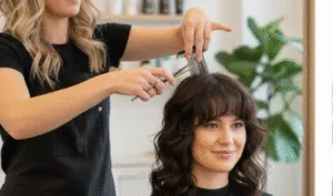 Qual tipo de franja combina melhor com cabelo ondulado?